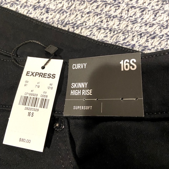 Express NWT Curvy Black Skinny Jeans Petite / Short - Picture 2 of 6